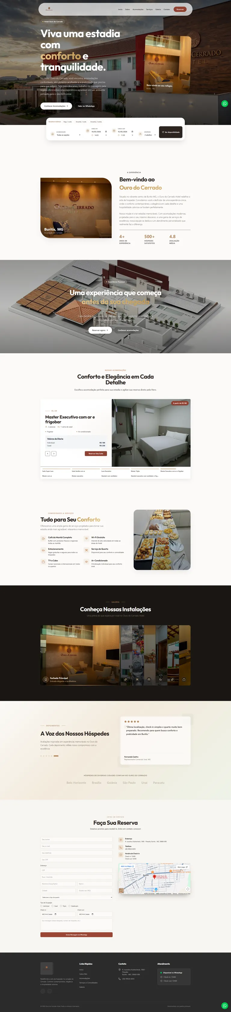 Preview completo do site Hotel Ouro do Cerrado