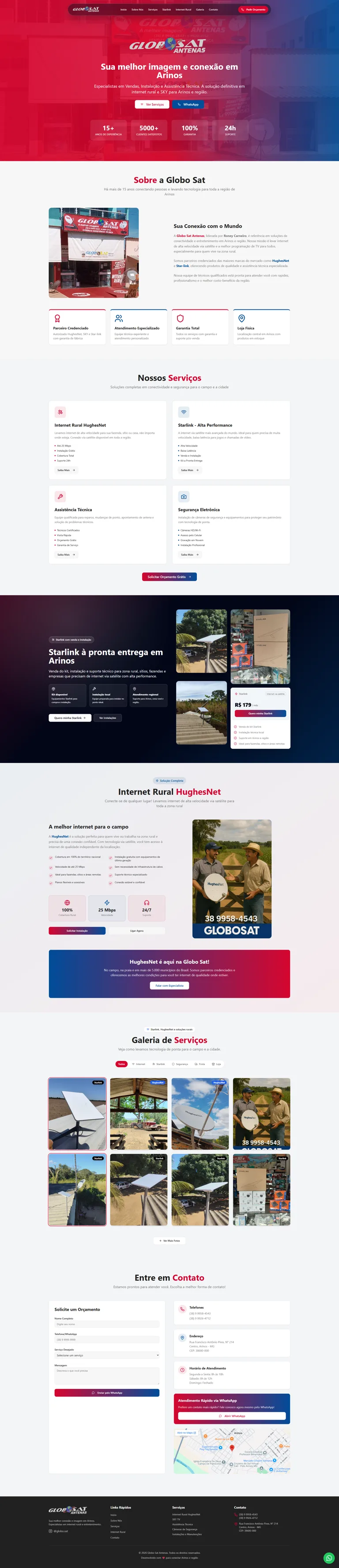 Preview completo do site Globo Sat Arinos