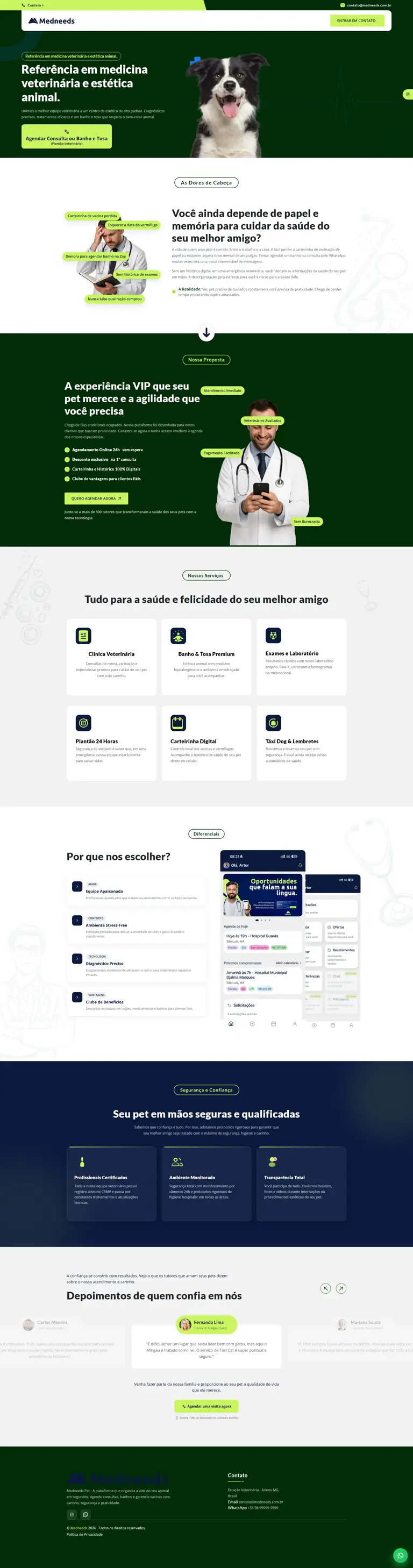 Preview completo do site Clínica Madness
